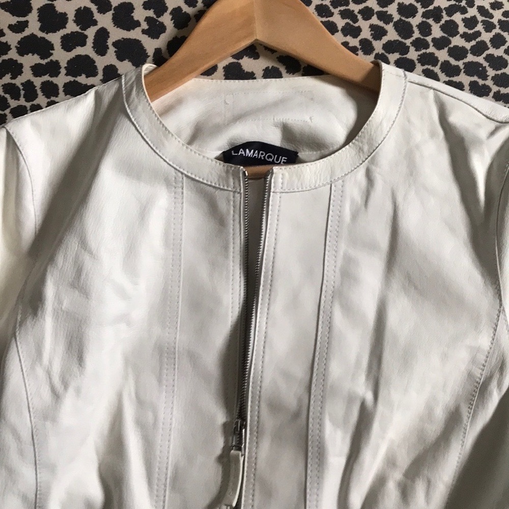 LAMARQUE Betty Blazer Jacket White Leather